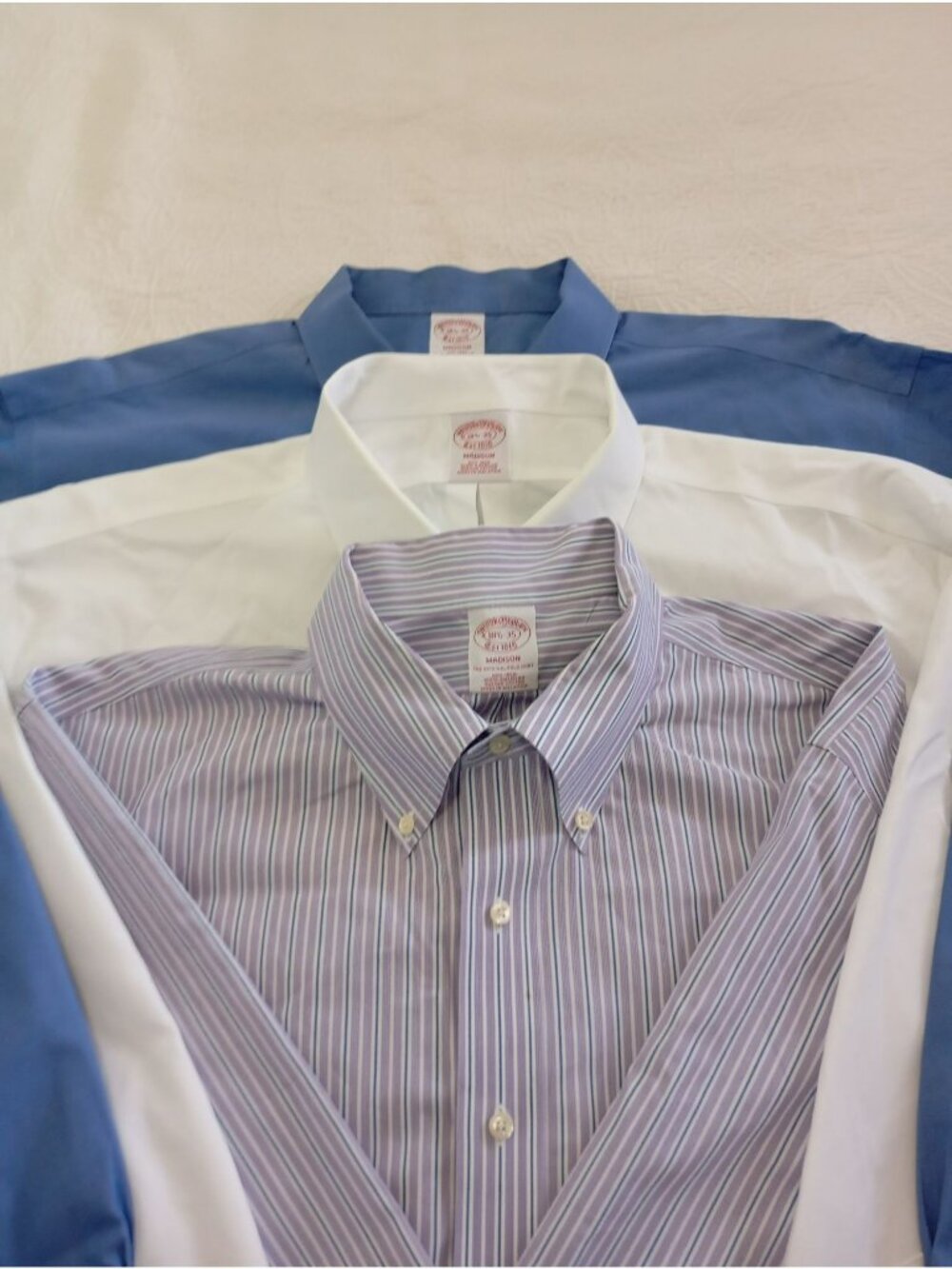 Lot of 3 Brooks Brothers Madison Dress Shirts 18.5 35 Non-Iron Supima Cotton